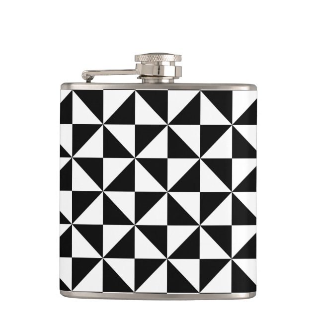 Black And White Triangle Pattern Hip Flask (Front)