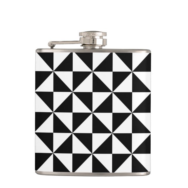 Black And White Triangle Pattern Hip Flask (Front)