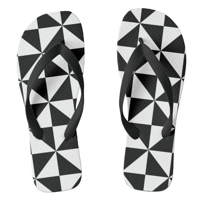 Black And White Triangle Pattern Jandals (Footbed)