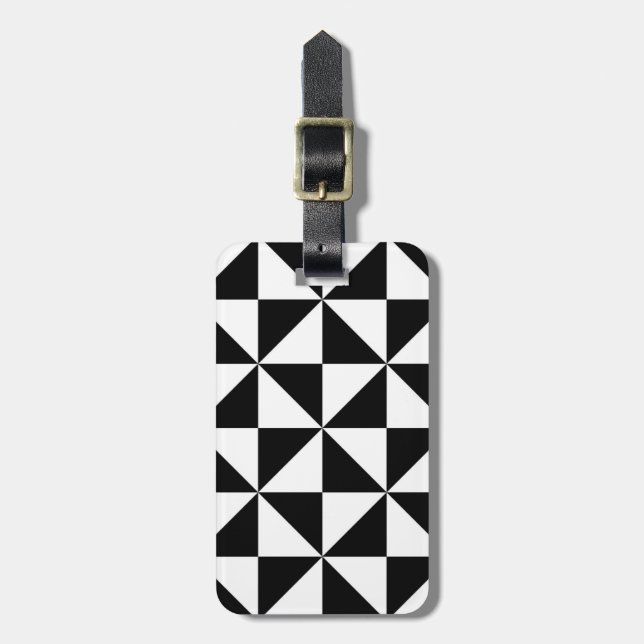 Black And White Triangle Pattern Luggage Tag (Front Vertical)