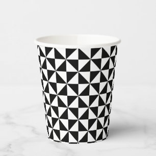Black And White Triangle Pattern Paper Cups