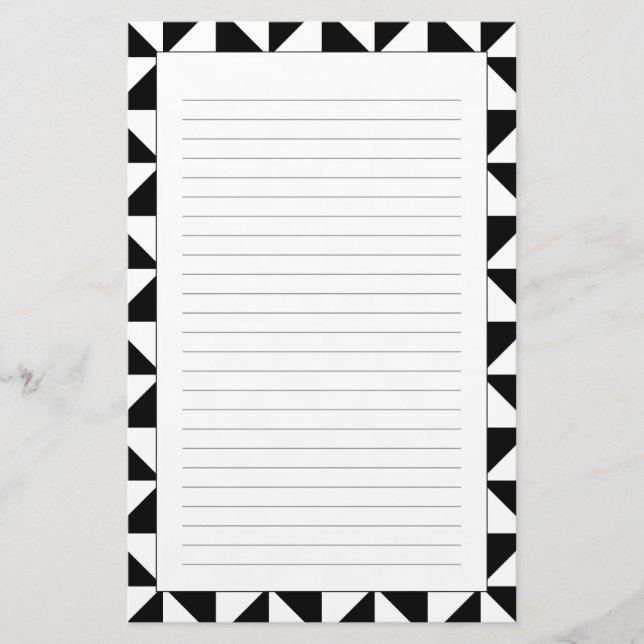 Black And White Triangle Pattern Stationery (Front)