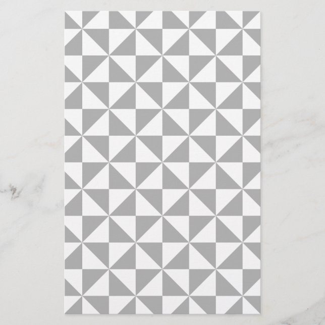 Black And White Triangle Pattern Stationery (Front)
