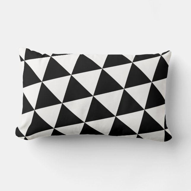 Black and White Triangles Geometric Pattern Lumbar Cushion (Front)
