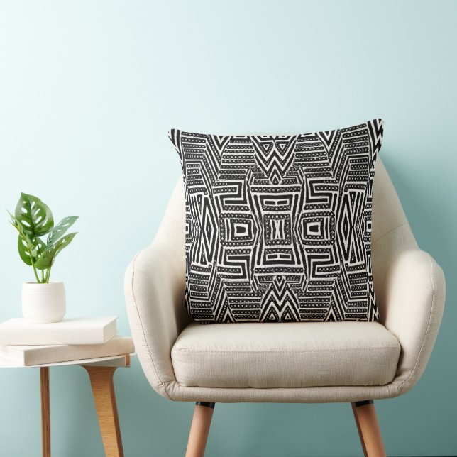 black and white Tribal African Mud cloth Cushion (Chair)
