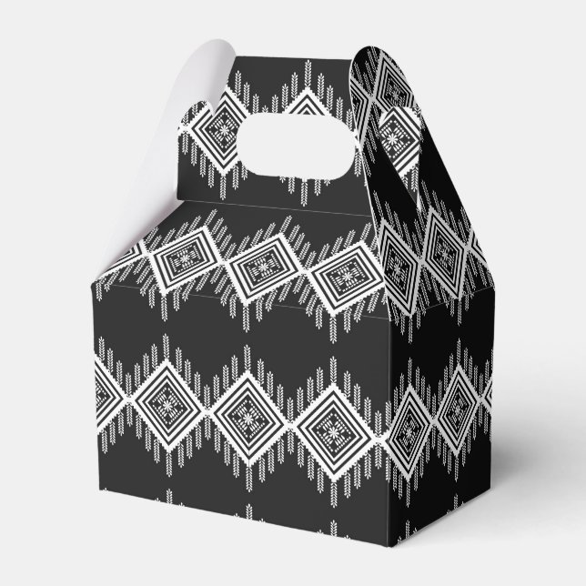 Black and White Tribal Art Favour Box (Front Side)