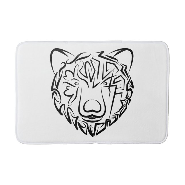 Black and White Tribal Bear Bath Mat (Front)