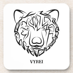 Black and White Tribal Bear Coaster