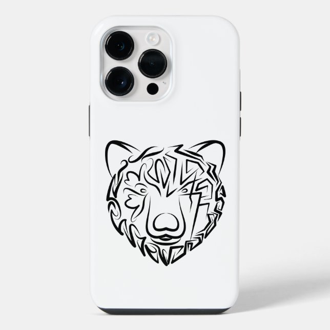 Black and White Tribal Bear iPhone Case (Back)