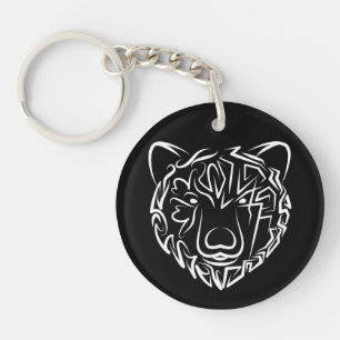 Black and White Tribal Bear Key Ring