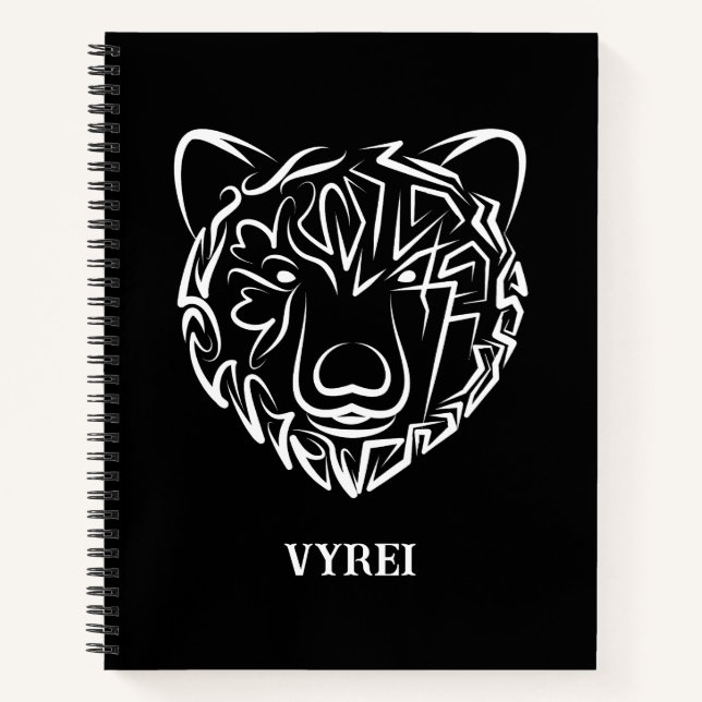 Black and White Tribal Bear Notebook (Front)