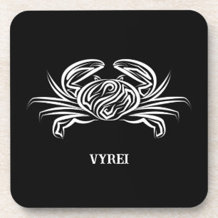 Black and White Tribal Cat Beverage Coaster