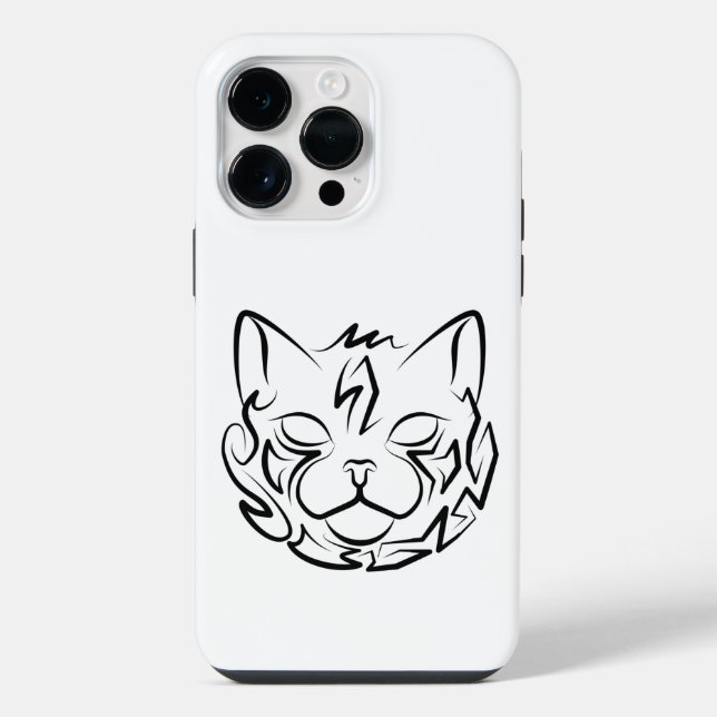 Black and White Tribal Cat iPhone Case (Back)