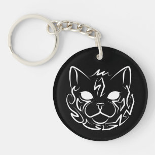Black and White Tribal Cat Key Ring