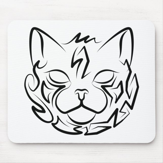 Black and White Tribal Cat Mouse Pad (Front)