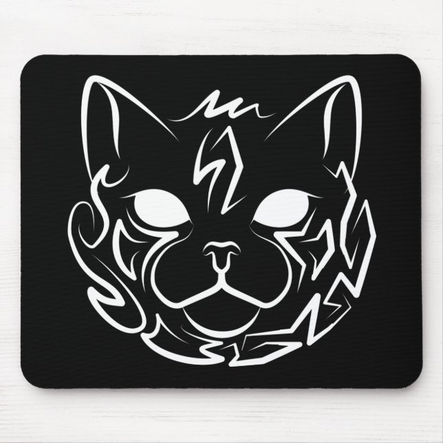 Black and White Tribal Cat Mouse Pad (Front)