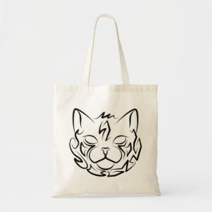 Black and White Tribal Cat Tote Bag