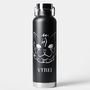 Black and White Tribal Cat Water Bottle