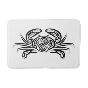 Black and White Tribal Crab Bath Mat