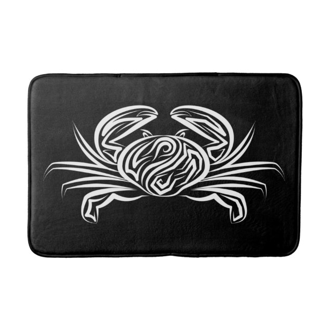 Black and White Tribal Crab Bath Mat (Front)
