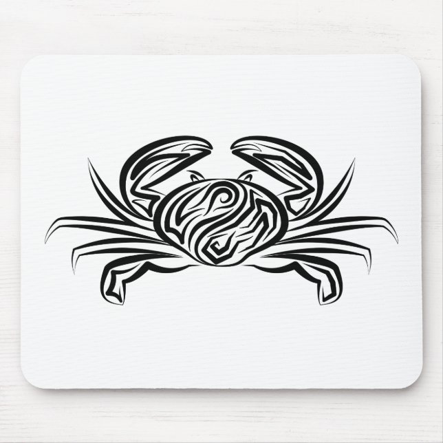 Black and White Tribal Crab Mouse Pad (Front)
