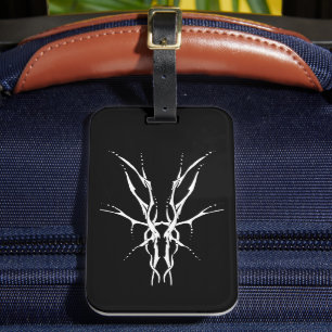 Black and White Tribal Deer Skull Hunting Design Luggage Tag