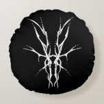 Black and White Tribal Deer Skull Hunting Design Round Cushion<br><div class="desc">Make a bold statement with this unique, intricately detailed Deer Skull Tribal Design. Featuring a striking black and white image, this artwork reimagines the classic hunting trophy with a dark, modern edge. Perfect for deer hunters looking for gear that stands out from the traditional camo, this "scary-cool" tribal aesthetic adds...</div>