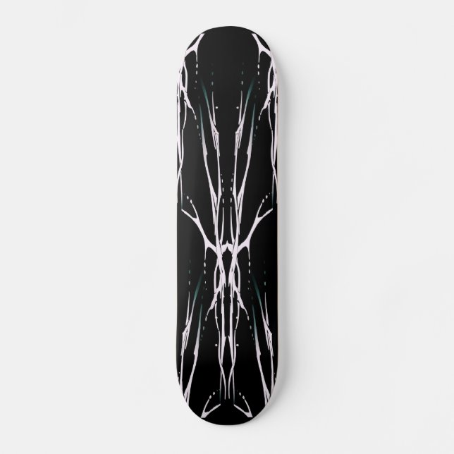 Black and White Tribal Deer Skull Hunting Design Skateboard (Front)