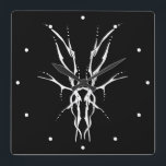Black and White Tribal Deer Skull Hunting Design Square Wall Clock<br><div class="desc">Make a bold statement with this unique, intricately detailed Deer Skull Tribal Design. Featuring a striking black and white image, this artwork reimagines the classic hunting trophy with a dark, modern edge. Perfect for deer hunters looking for gear that stands out from the traditional camo, this "scary-cool" tribal aesthetic adds...</div>