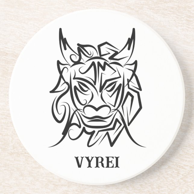 Black and White Tribal Dog Coaster (Front)