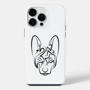 Black and White Tribal Dog iPhone 14 Pro Max Case