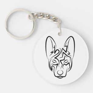Black and White Tribal Dog Key Ring