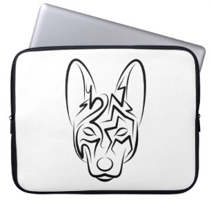 Black and White Tribal Dog Laptop Sleeve