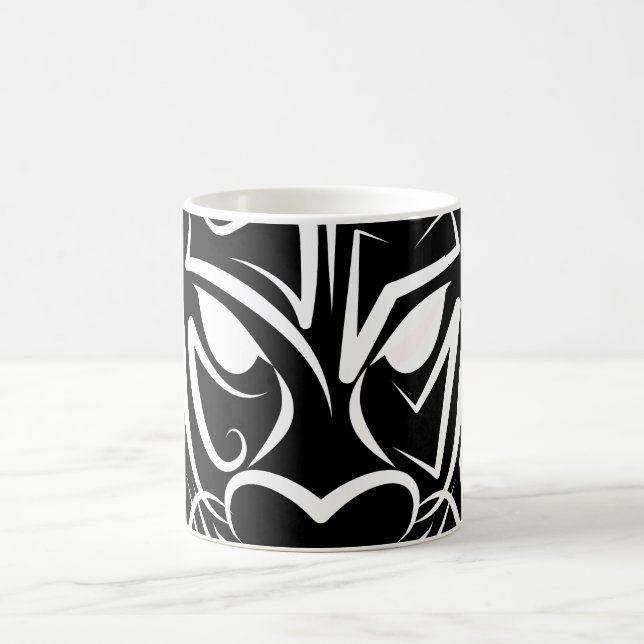 Black and White Tribal Dragon Coffee Mug (Center)