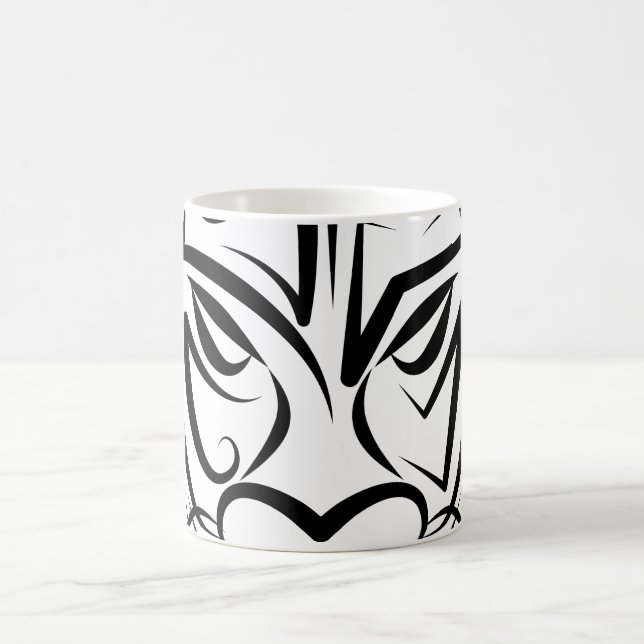 Black and White Tribal Dragon Coffee Mug (Center)