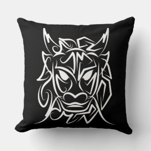 Black and White Tribal Dragon Cushion