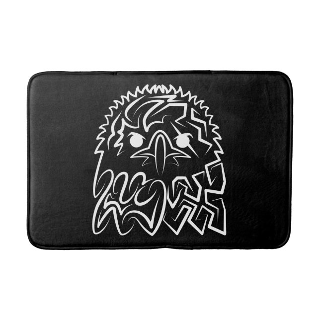 Black and White Tribal Eagle Bath Mat (Front)