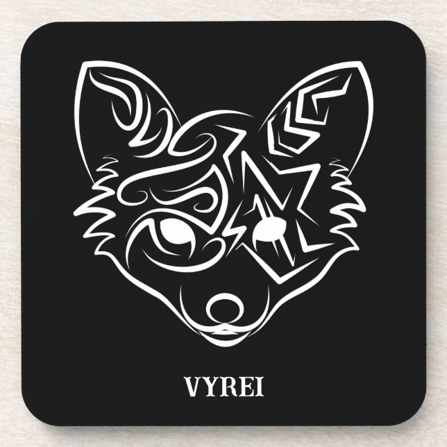 Black and White Tribal Eagle Beverage Coaster (Front)
