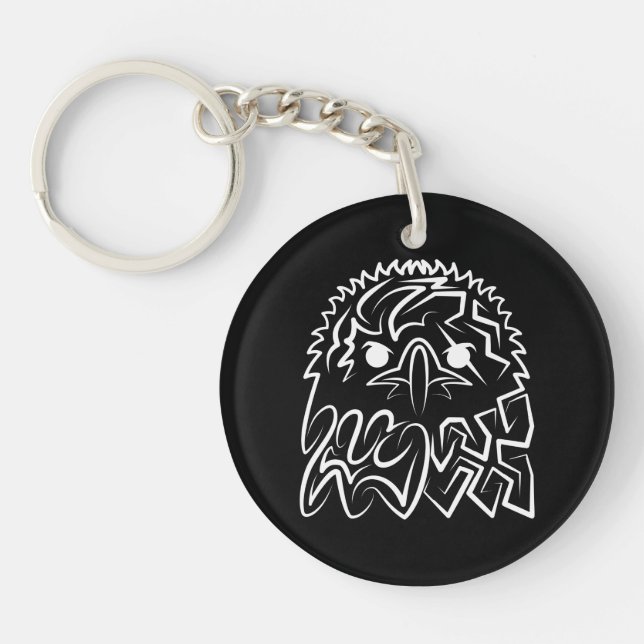 Black and White Tribal Eagle Key Ring (Front)