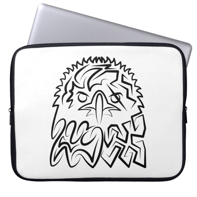 Black and White Tribal Eagle Laptop Sleeve (Front)