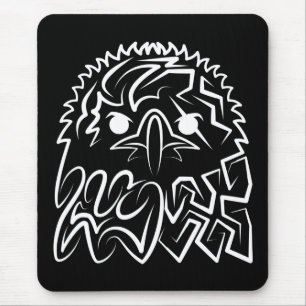 Black and White Tribal Eagle Mouse Pad