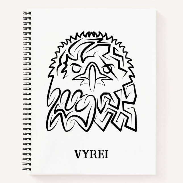 Black and White Tribal Eagle Notebook (Front)