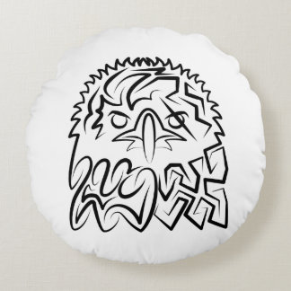 Black and White Tribal Eagle Round Cushion