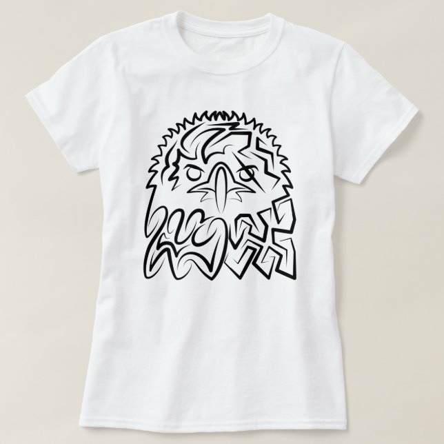 Black and White Tribal Eagle T-Shirt (Design Front)