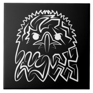 Black and White Tribal Eagle Tile