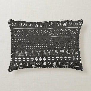 Black and white tribal ethnic pattern with geometr decorative cushion