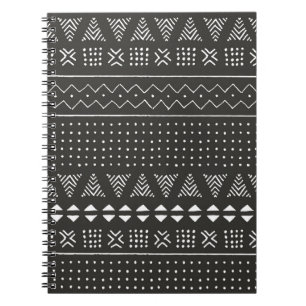 Black and white tribal ethnic pattern with geometr notebook