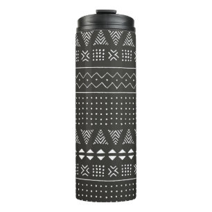 Black and white tribal ethnic pattern with geometr thermal tumbler