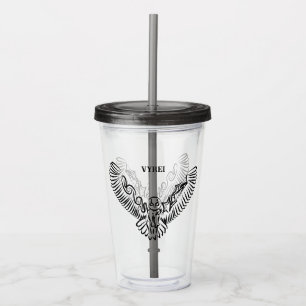 Black and White Tribal Flying Owl Acrylic Tumbler