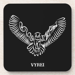 Black and White Tribal Flying Owl Coaster
